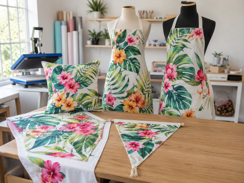 Productos hechos con tela tropical mecánico sublimada