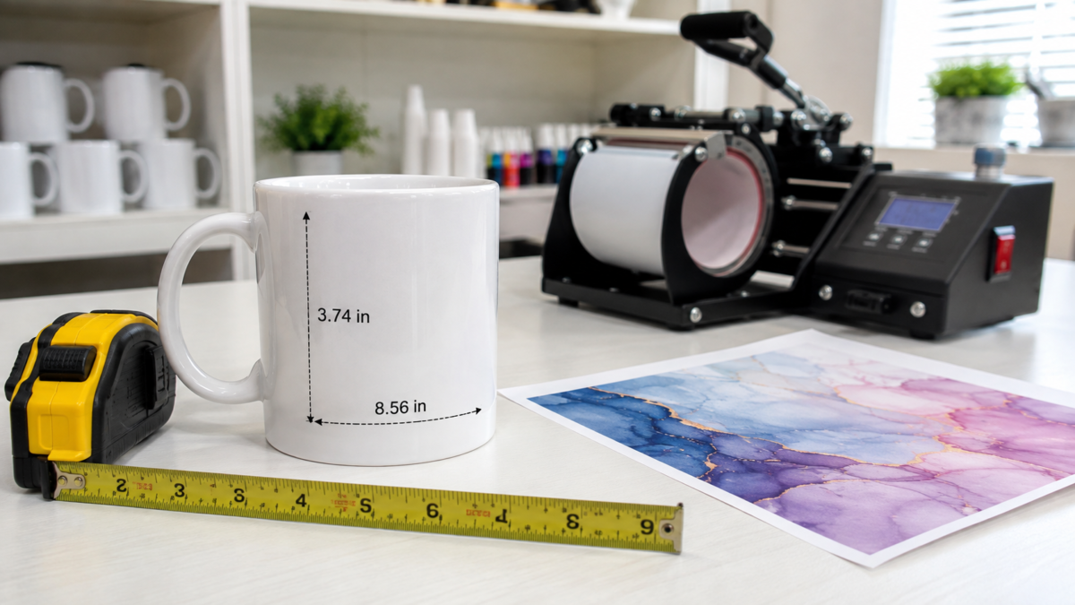Medidas para sublimar tazas 11 oz: tamaño del diseño y plantilla